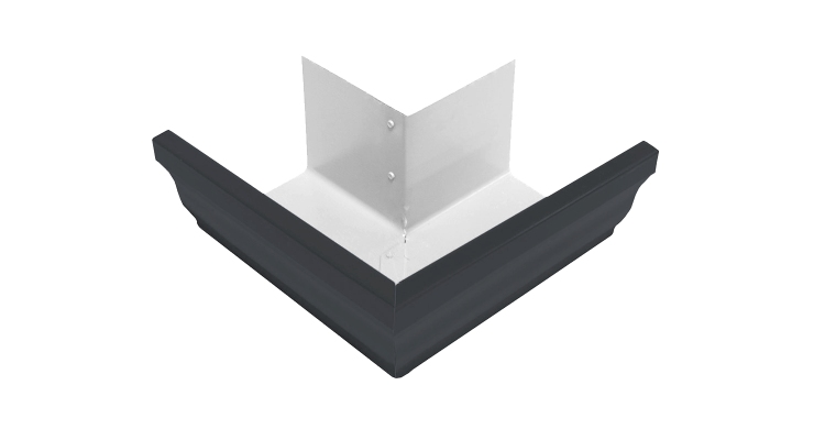 Угол желоба внешний Vortex 90гр 127мм RAL 7024 мокрый асфальт