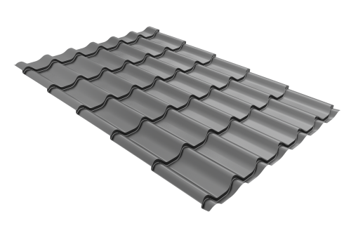 Металлочерепица классик GL 0,45 PE RAL 9006 бело-алюминиевый