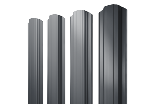Штакетник Прямоугольный фигурный 0.4 PE-Double RAL 7024 мокрый асфальт