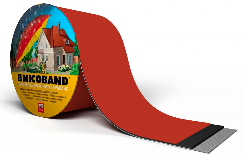 Лента герметизирующая Технониколь Nicoband самоклеящаяся 3мх15см, красная